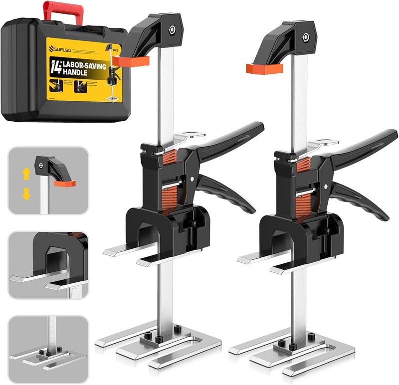 Mtnte Labor Saving Handle 12 In Lever Arm Lifter Drywall Lift for Wall Tile Locator, Multi-Function Height Adjustment Lifting Device,Door Panel,Cabinet Jack Board Lifter Weight 490lb, lift range 6.7in - Image 1
